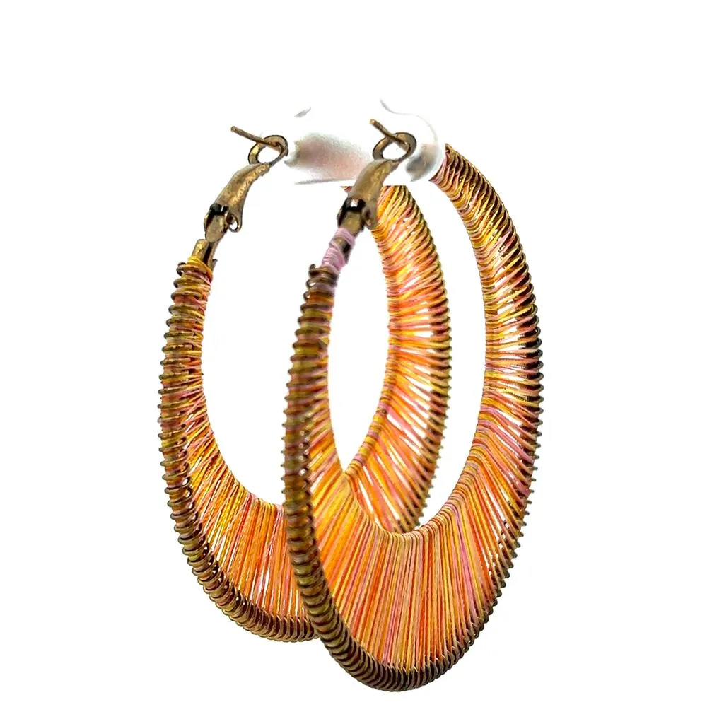 Estate Multi Color String Hoop Earrings