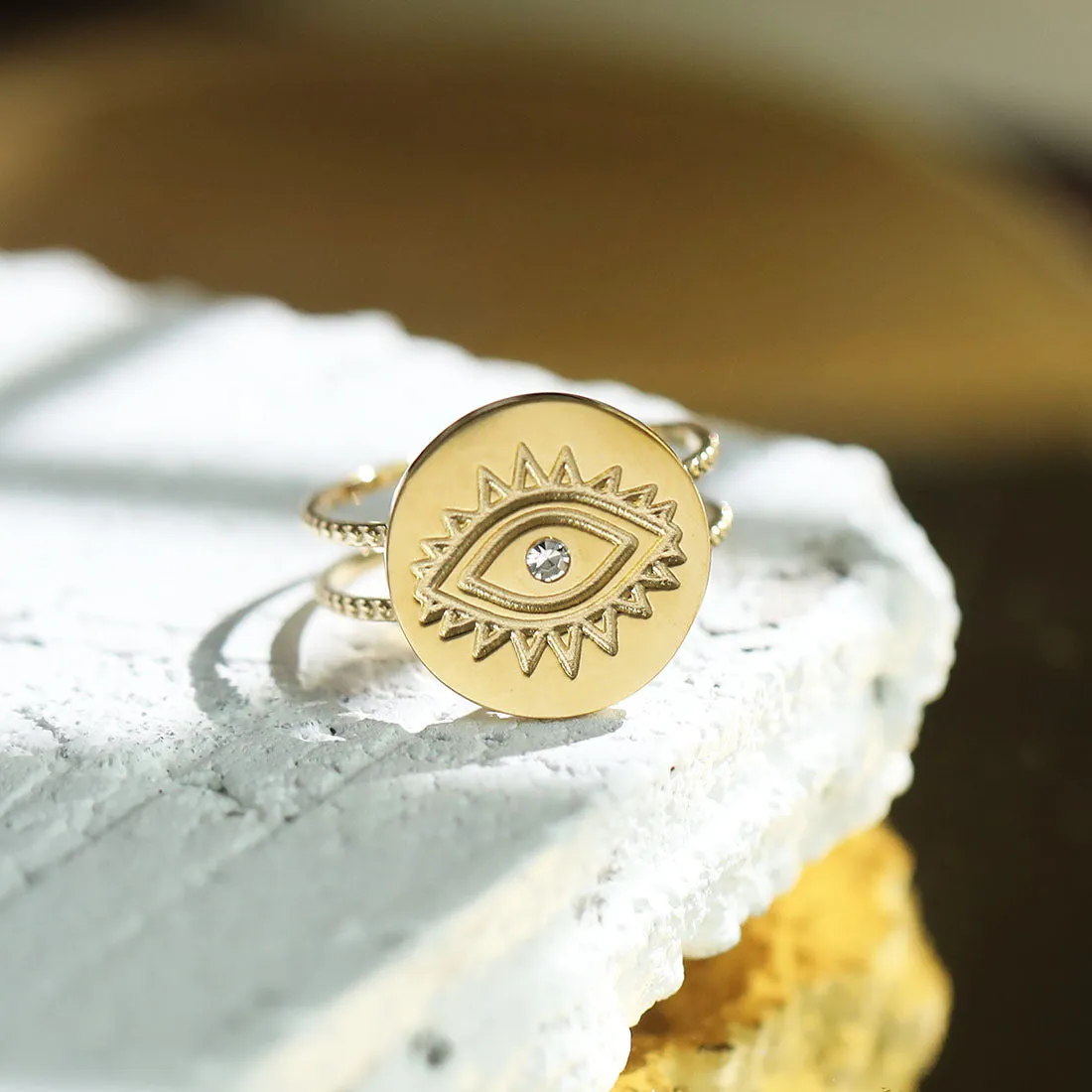 Evil Eye Medallion Ring