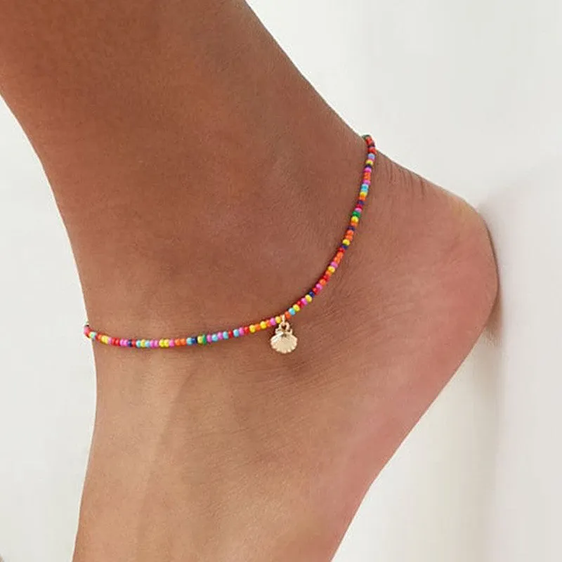 Fashion Colorful Crystal Beads Drop Ankle Bracelet