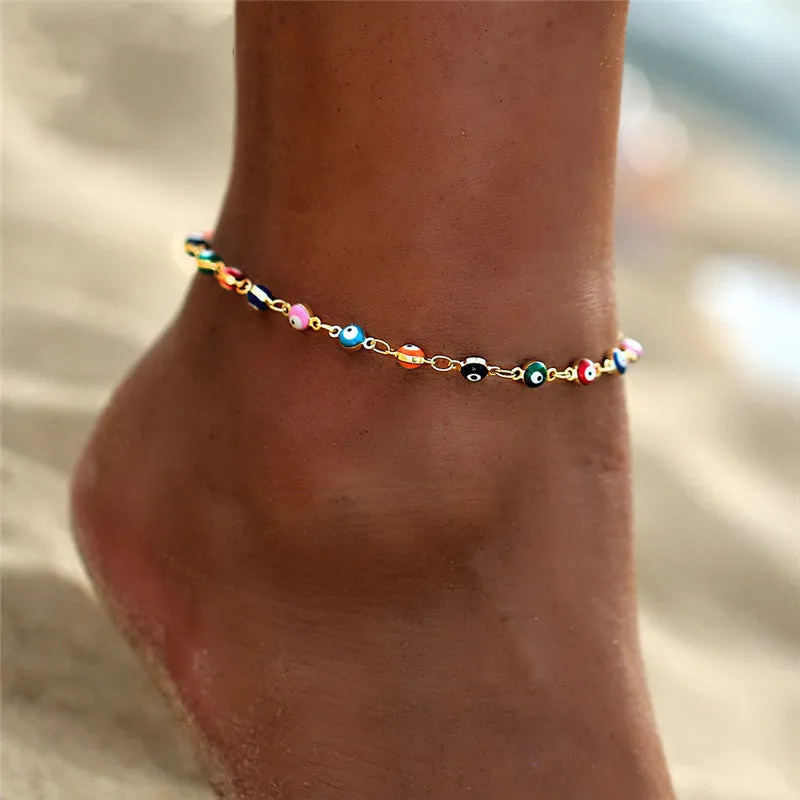 Fashion Colorful Crystal Beads Drop Ankle Bracelet