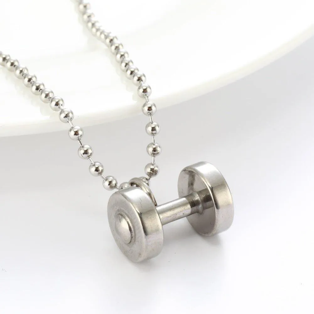 Fashionable Single Piece Dumbbell Pendant Necklace