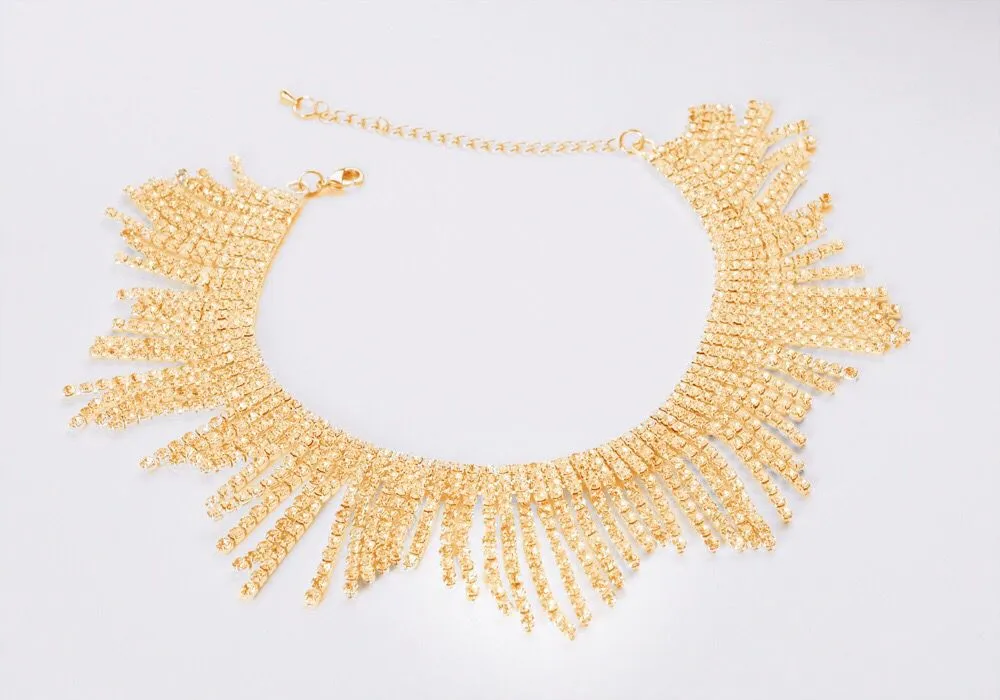 Fashionable Western Necklaces with Tassels and Multi-layer Diamond Embellishments