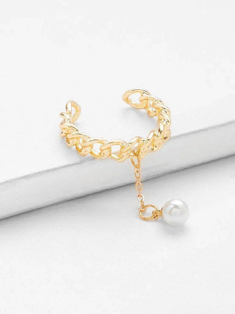 Faux Pearl Chain Shape Ring