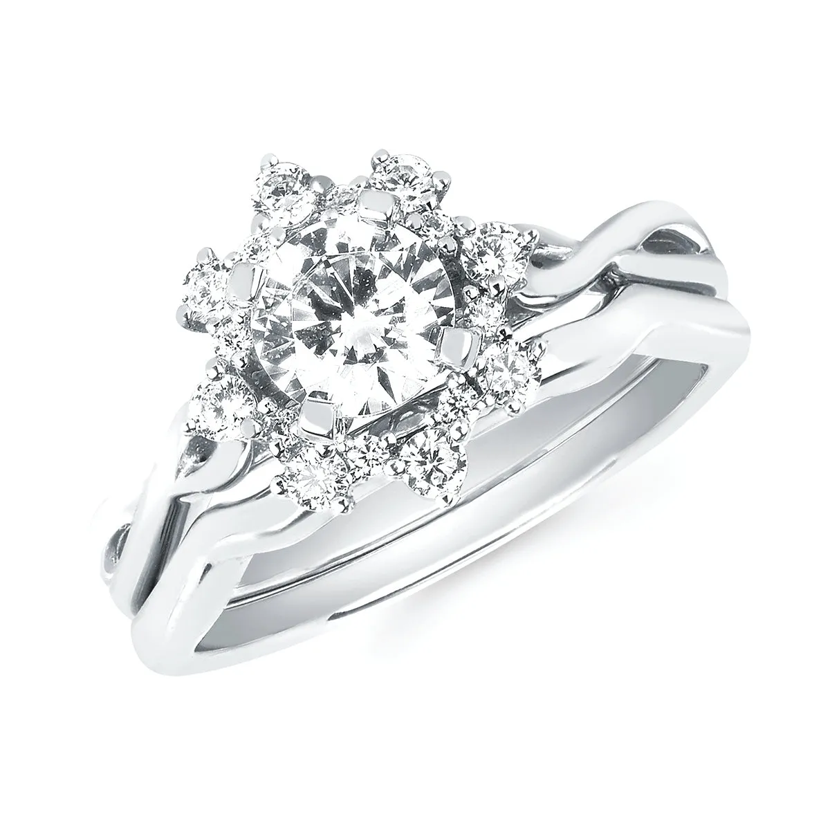 Forever Elegant&trade; 1/4 Ctw. Diamond Semi Mount shown with 3/4 Ct. Round Center Diamond in 14K Gold