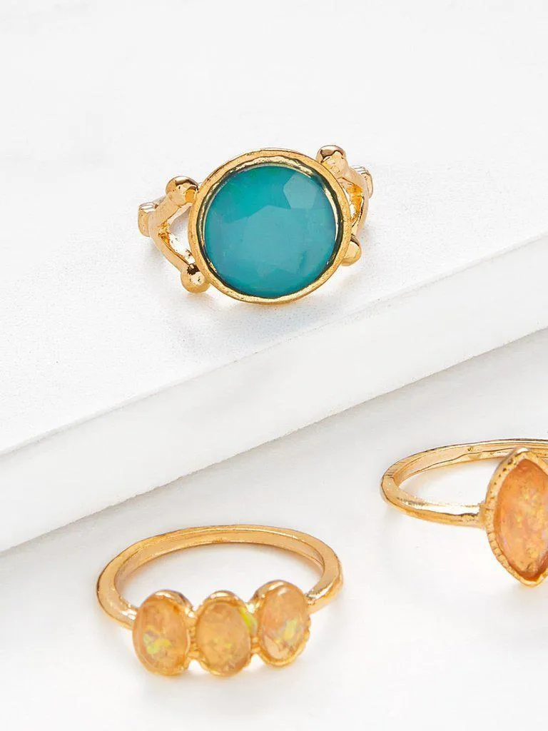 Gemstone Ring Set 3pcs