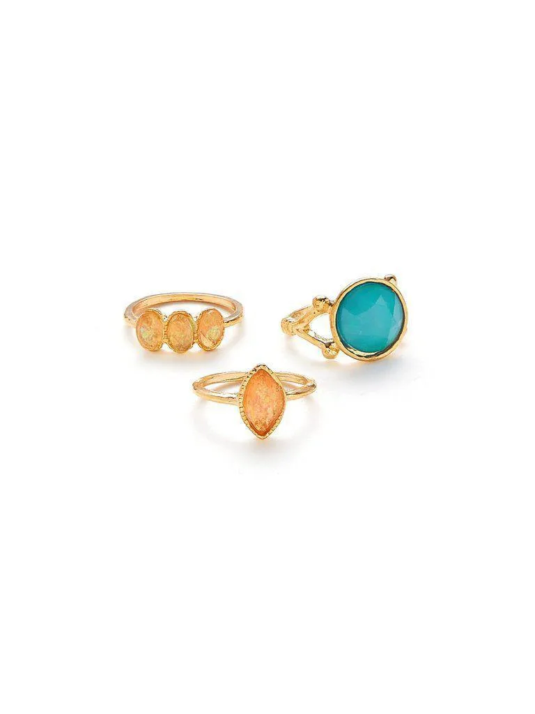 Gemstone Ring Set 3pcs