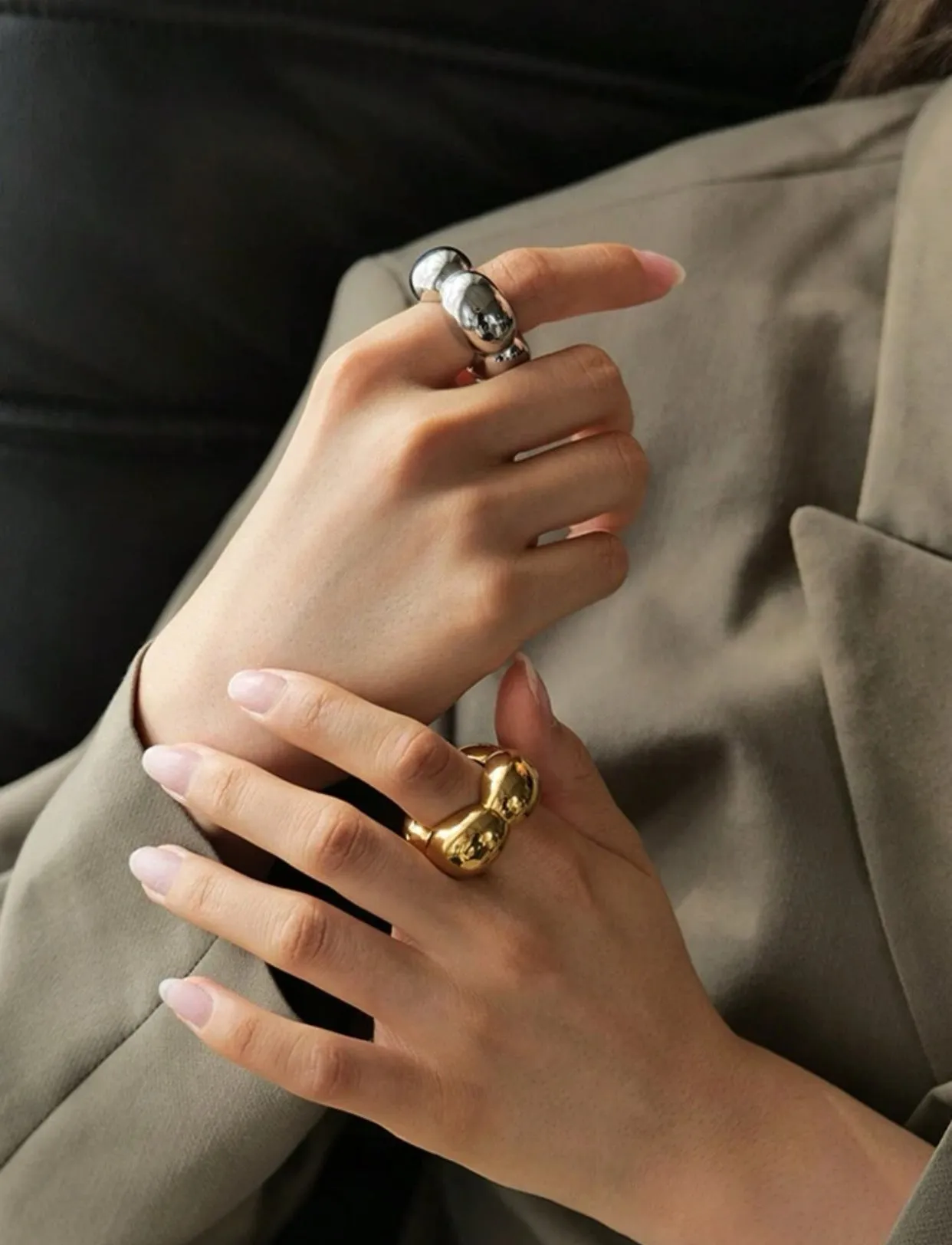 Geometric Bolt Stainless Steel Ring