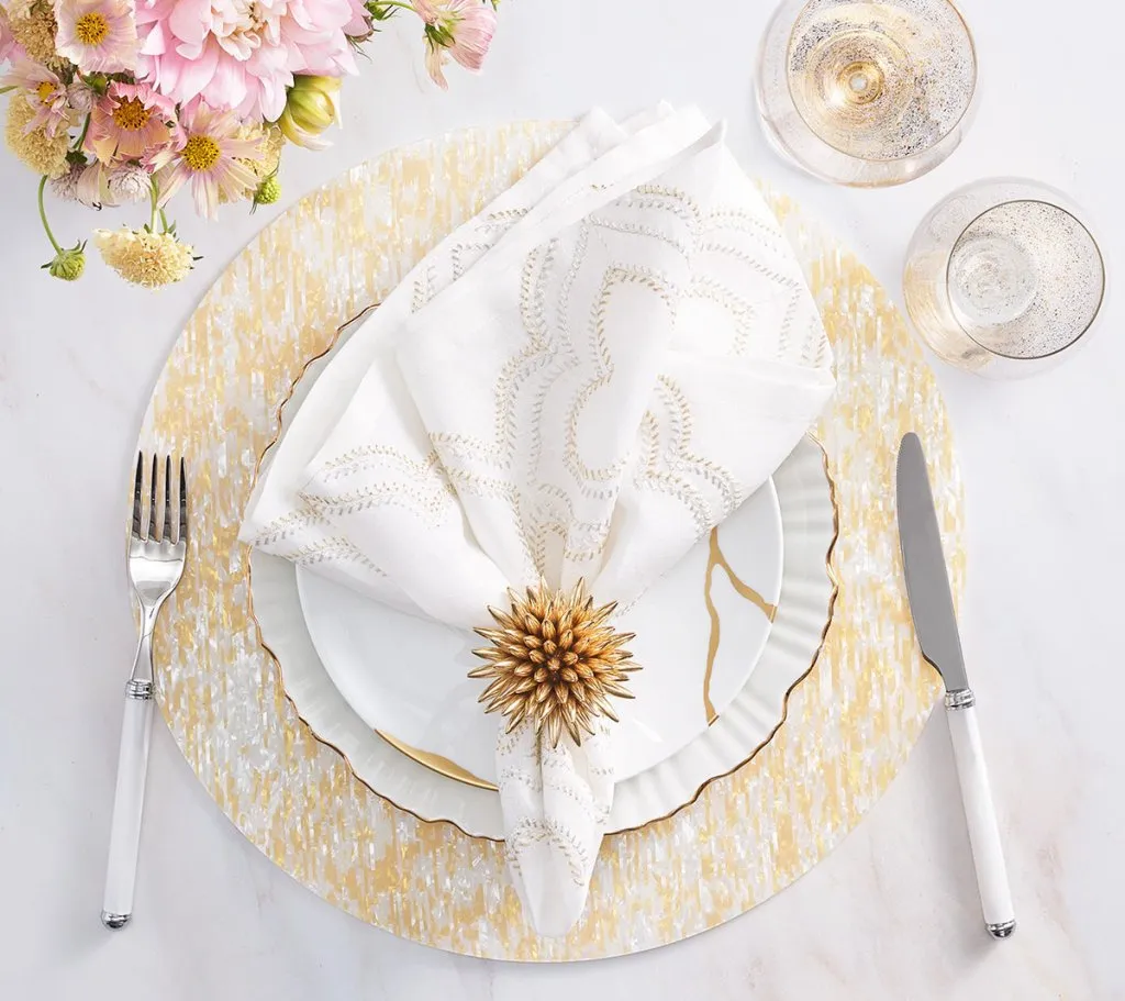 Glimmer Placemat in Yellow & Ivory, Set of 4