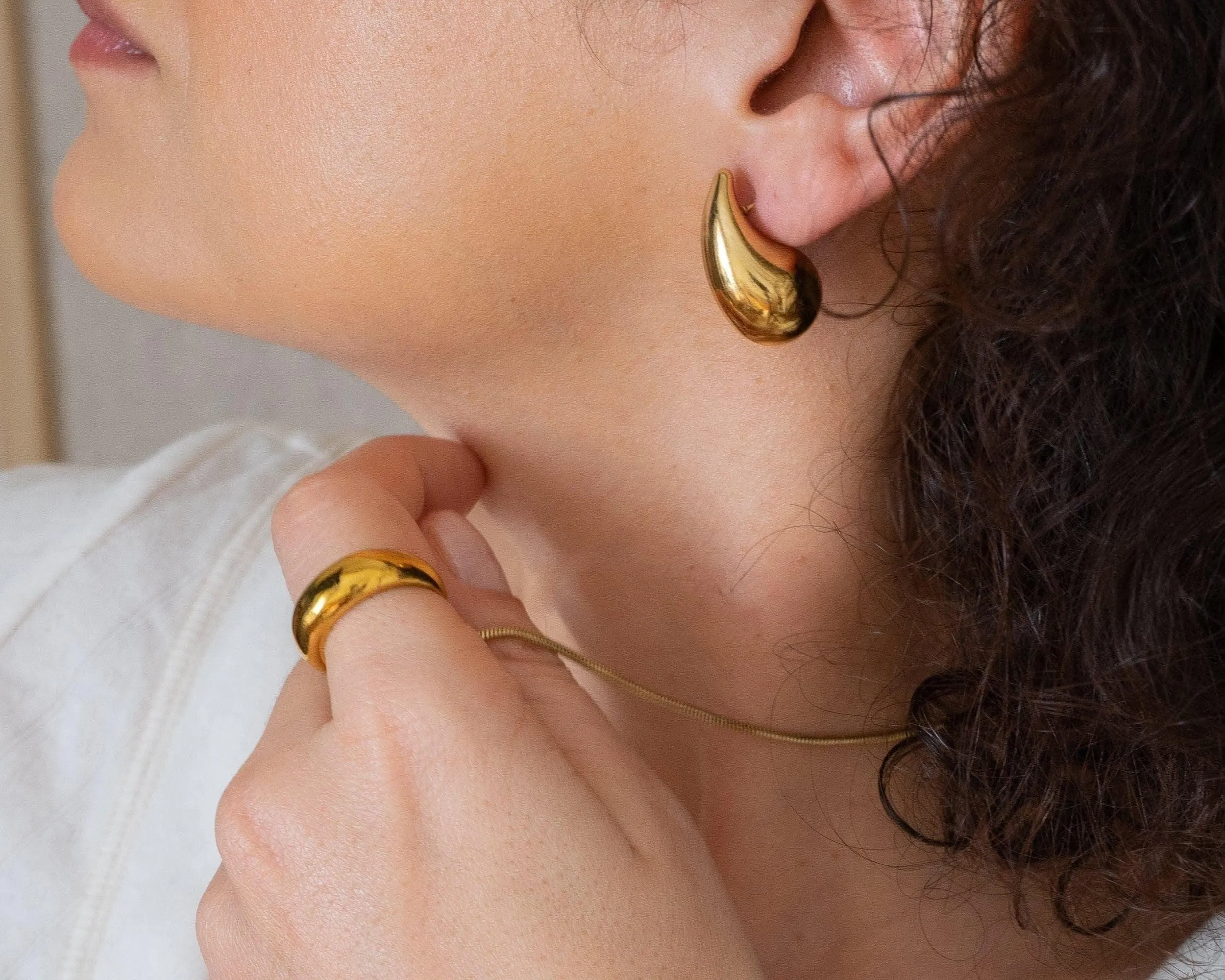 Gold Medium Bold Drop Earrings