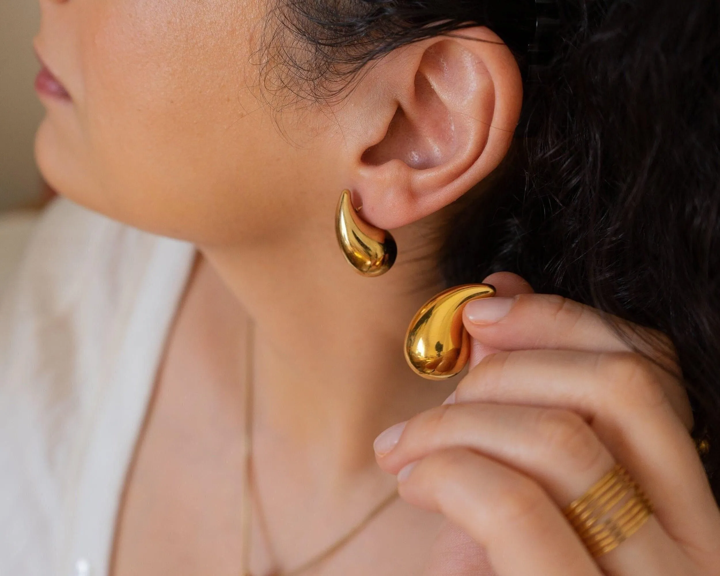 Gold Medium Bold Drop Earrings