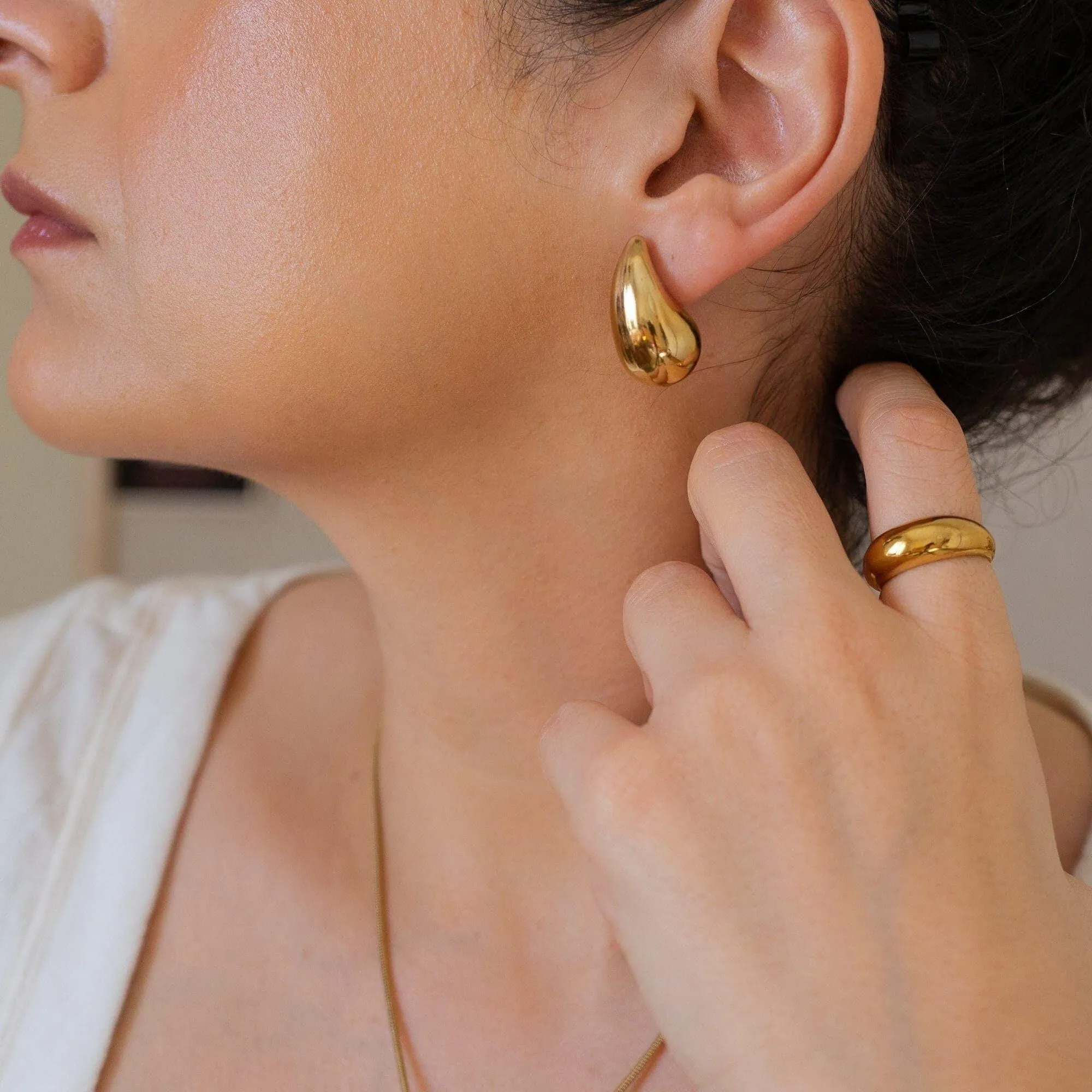 Gold Medium Bold Drop Earrings