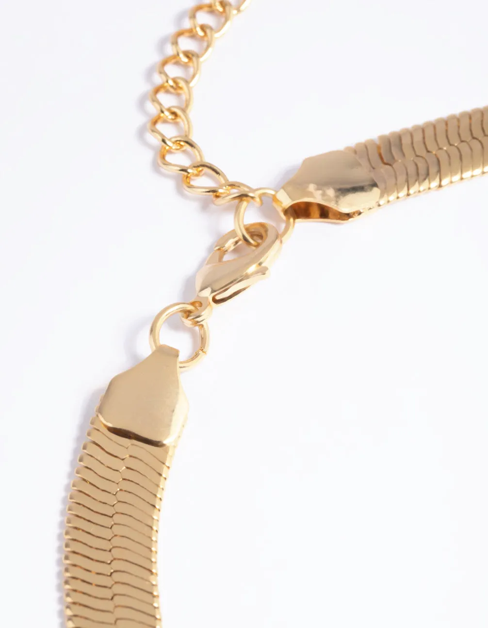 Gold Plated Wide Snake Chain Necklace