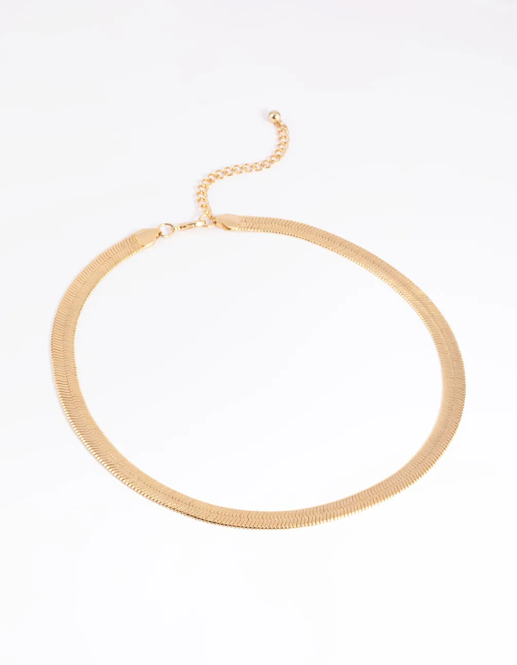 Gold Plated Wide Snake Chain Necklace