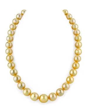 Golden Round South Sea Pearl Necklace, 10.0-12.0mm - AAA Quality