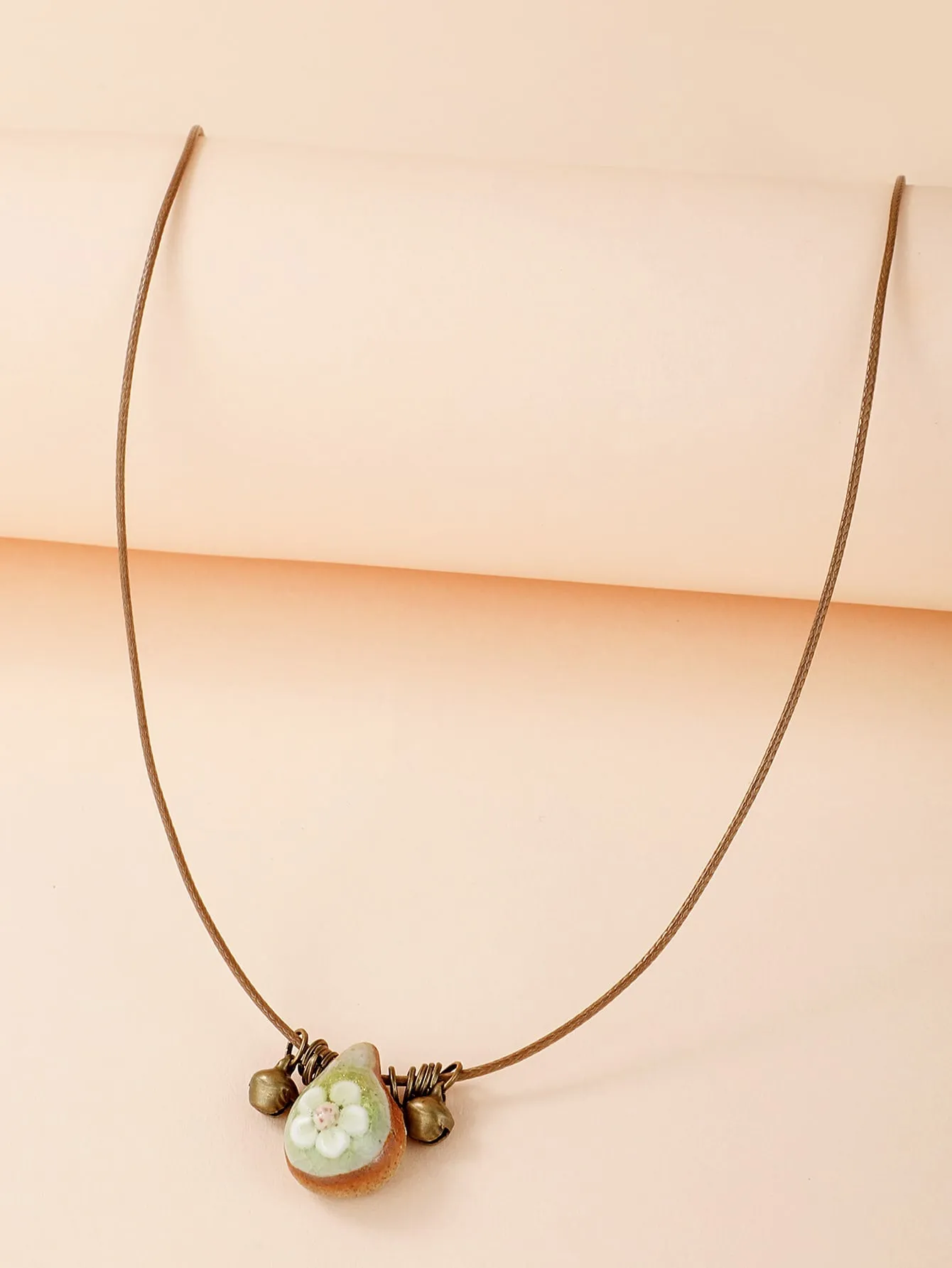 Green Flower Decor Stone Charm Necklace for Women Jewelry for Women Gift for Her