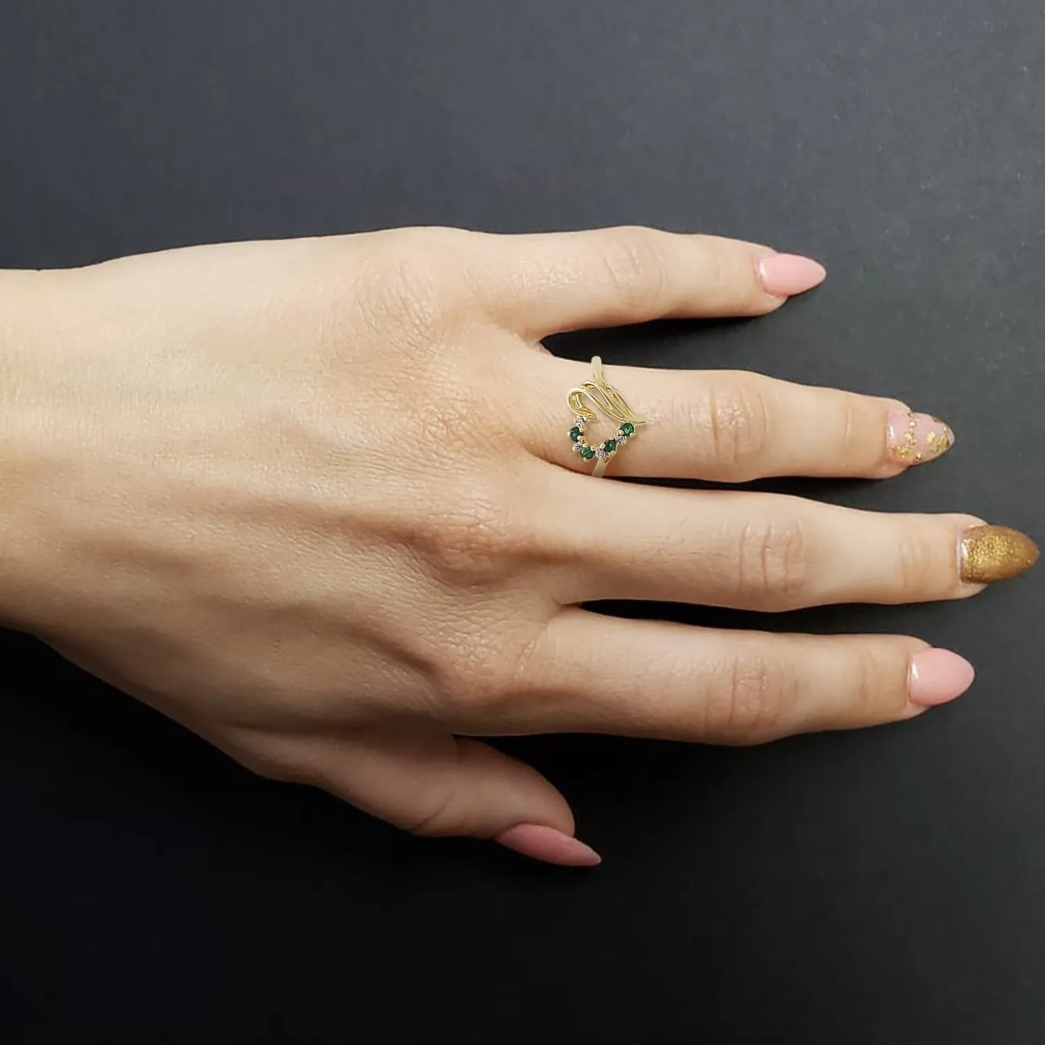 Heart-Shaped Emerald Ring