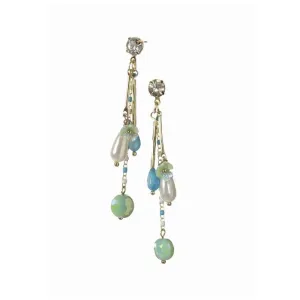 Hot Tomato Fabulous Faye Drop Earrings - Aqua /Pearl /Turquoise