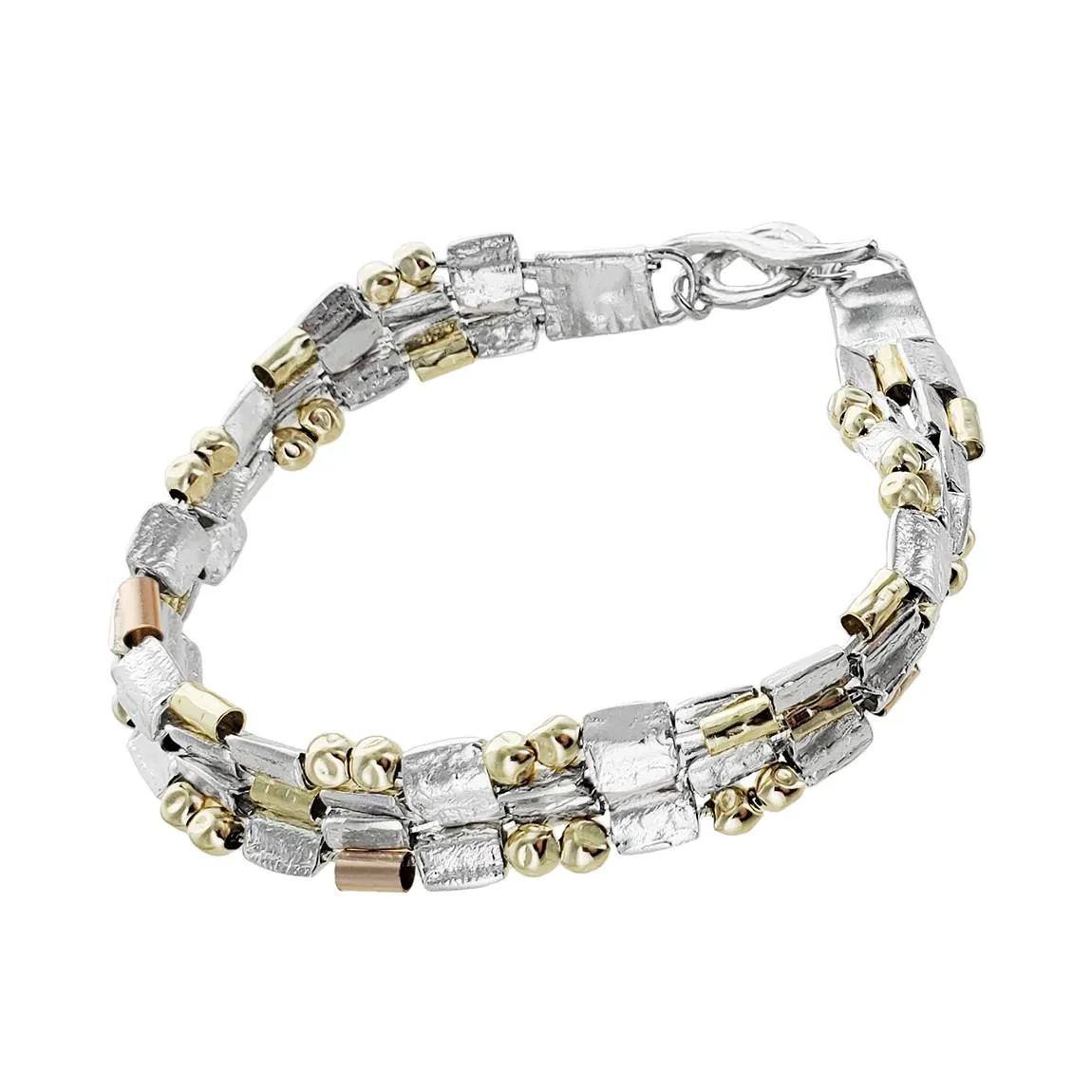 Israeli Dganit Hen River Of Silver And Gold Bracelet