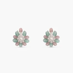 Jasmine Delicate CZ Aqua Stud Earrings