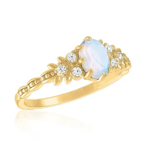 LAYRING89G Elegant White Opal Gold Layers Ring