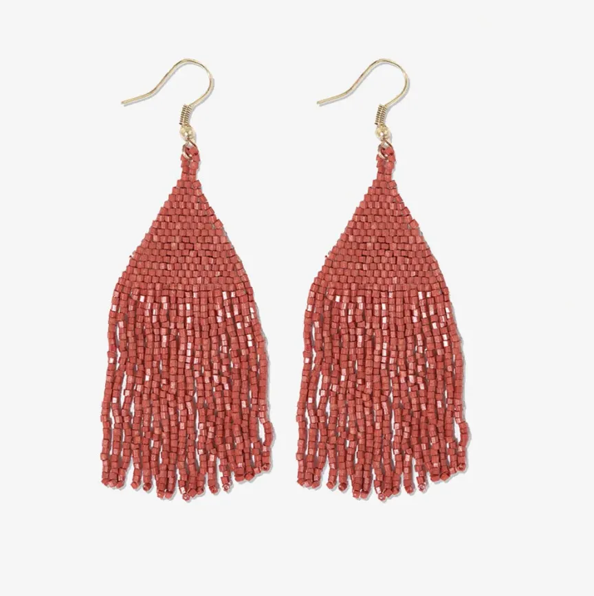 Lexie Solid Beaded Fringe Earrings | Ink   Alloy