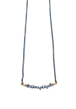 Lika Behar Oxidized Silver & 24KYG Dylan Diamond Bar Necklace