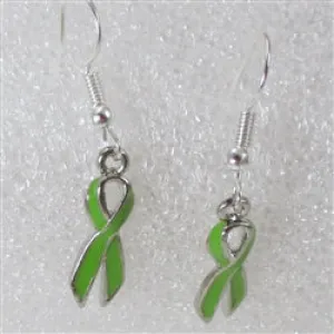 Lime Green Ribbon Awareness Charm Earrings