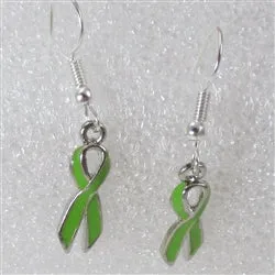 Lime Green Ribbon Awareness Charm Earrings