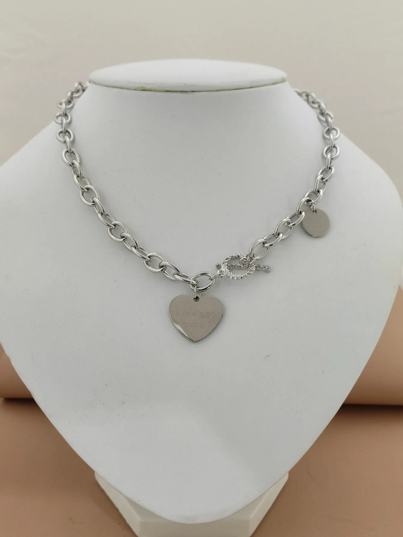 Love You More Heart Charm Necklace for Women Girls Accessories Jewelry Gifts