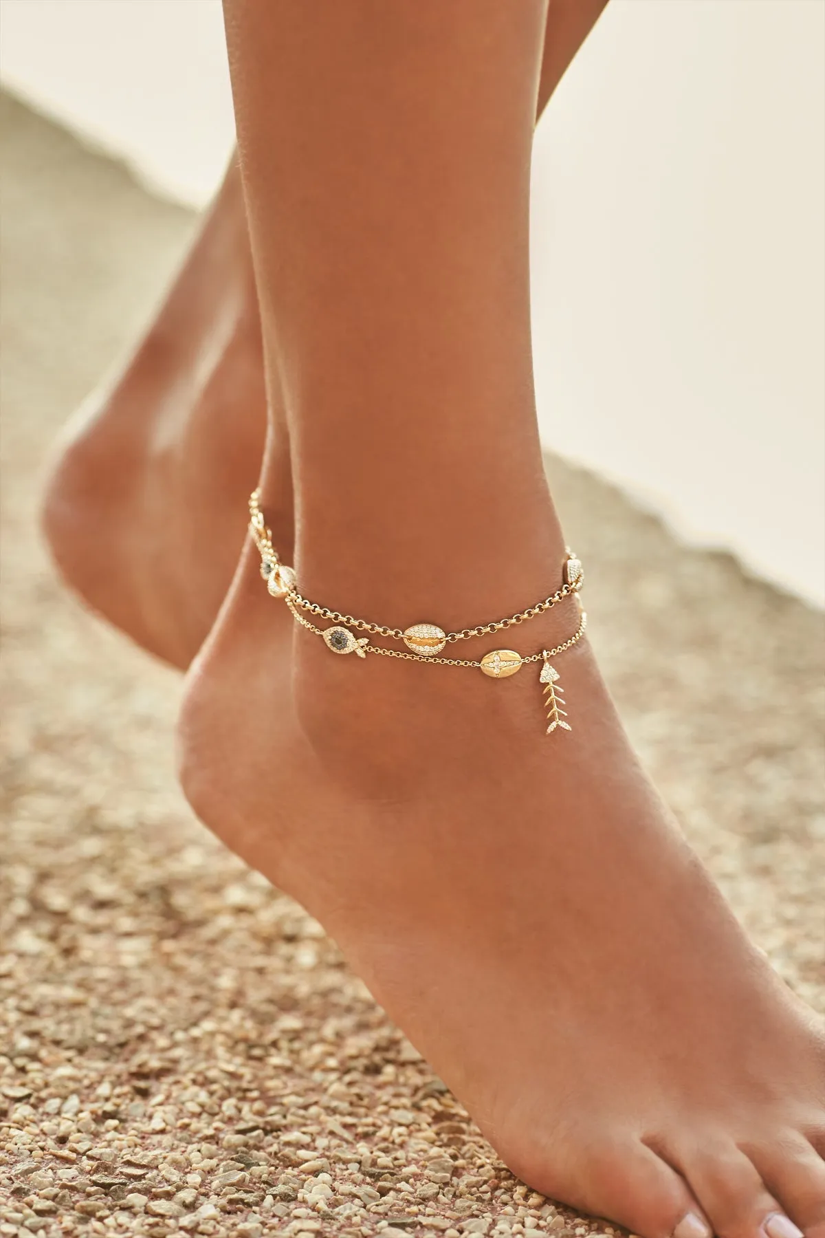 Marine Anklet - Yellow Silver