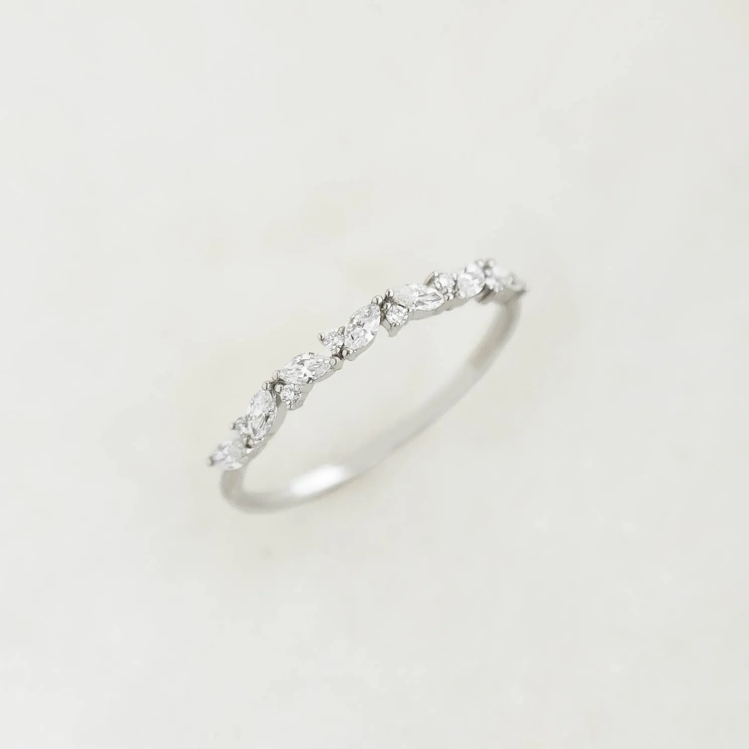 Marquise and Round Diamond Band White Gold - Cecilia