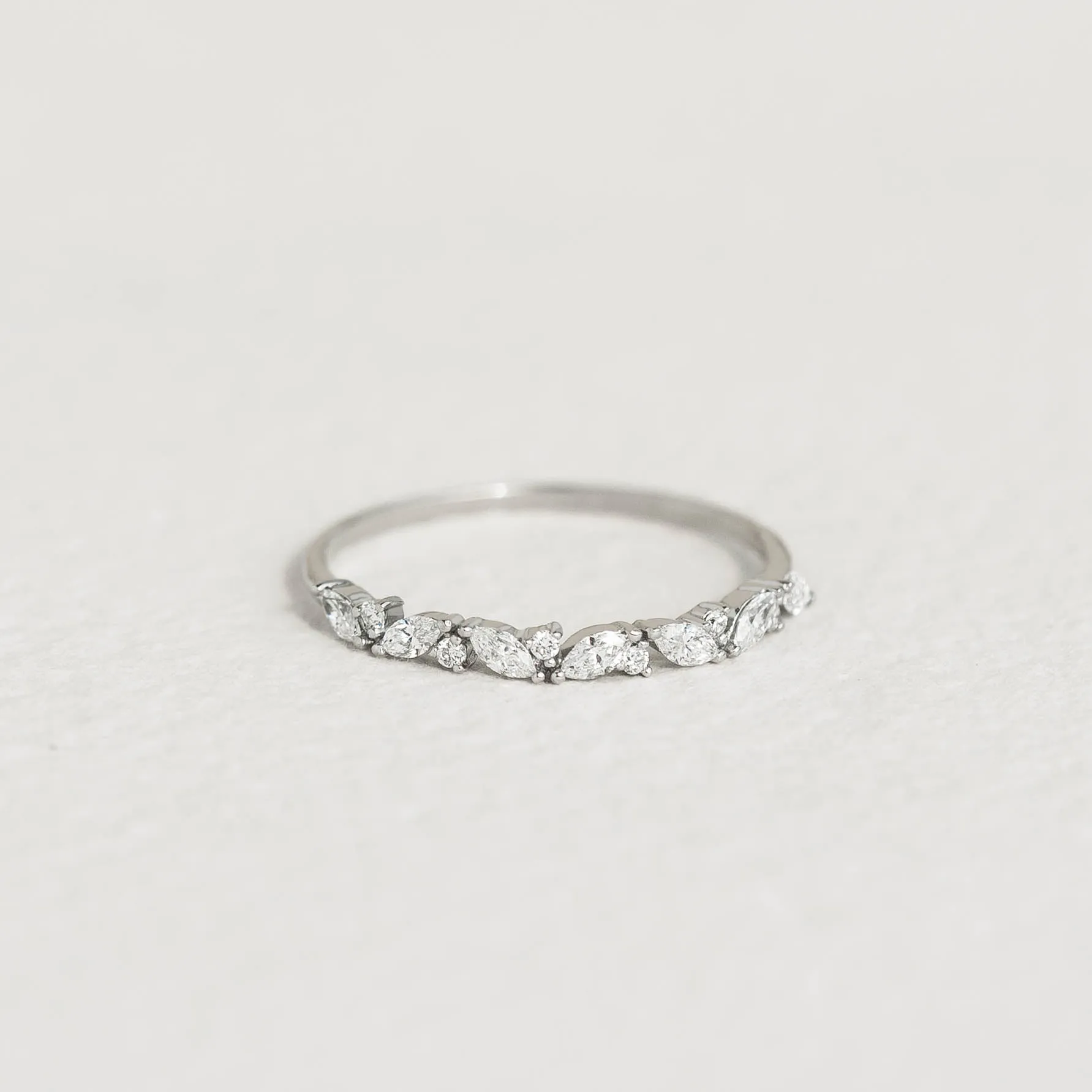 Marquise and Round Diamond Band White Gold - Cecilia