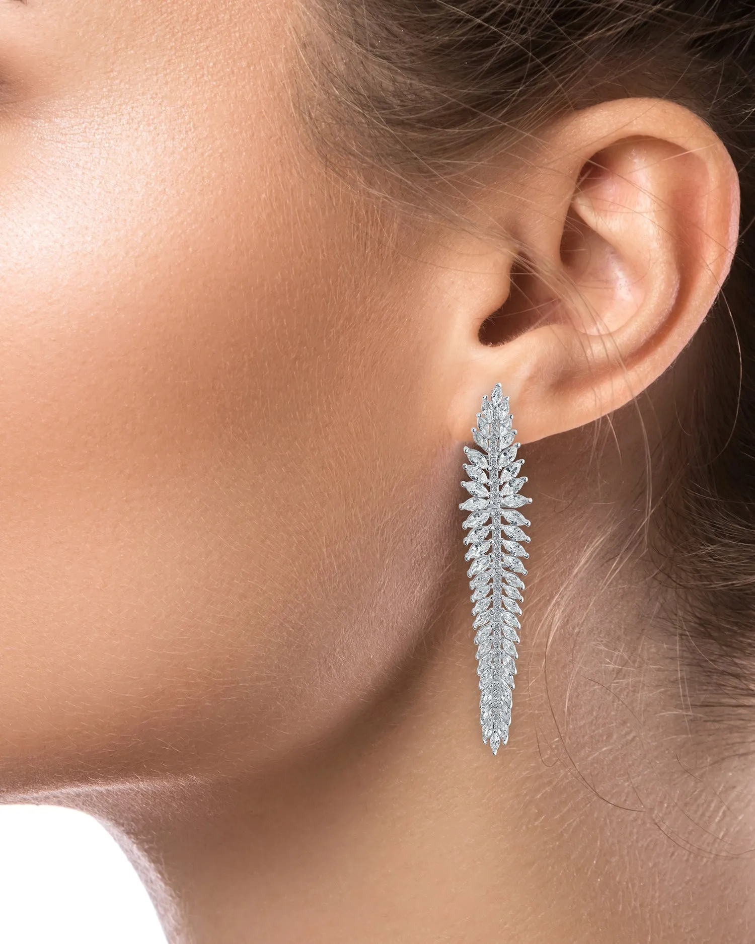 Marquise Cubic Zirconia Leaf Earrings