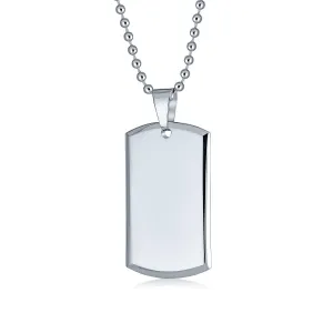 Men's Military Dog Tag Pendant Necklace Silver Tone Stainless Steel 24" Chain