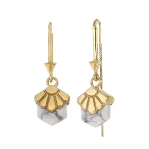 MINI DECO DAISY- PULL THROUGH EARRINGS - HOWLITE - GOLD