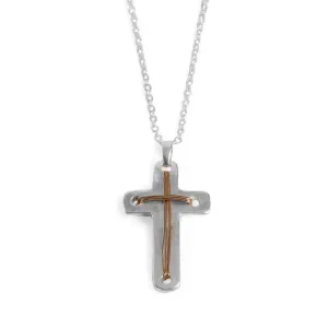 Mixed Metal Cross Necklace