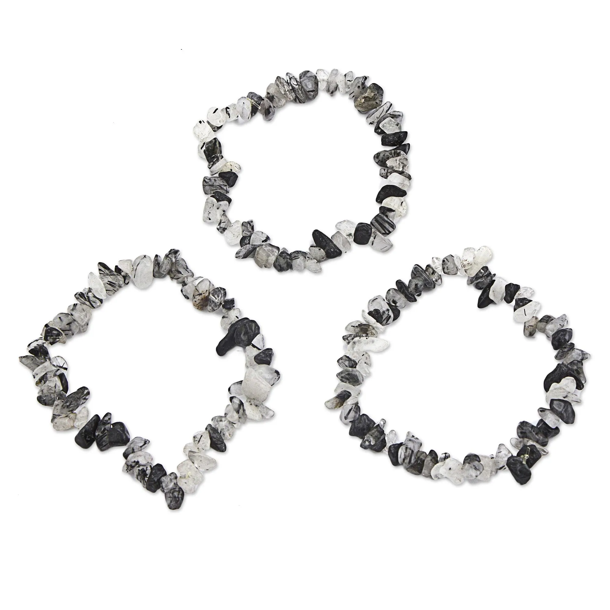 Monochromatic Quartz Tourmaline Bracelet - Set of 3