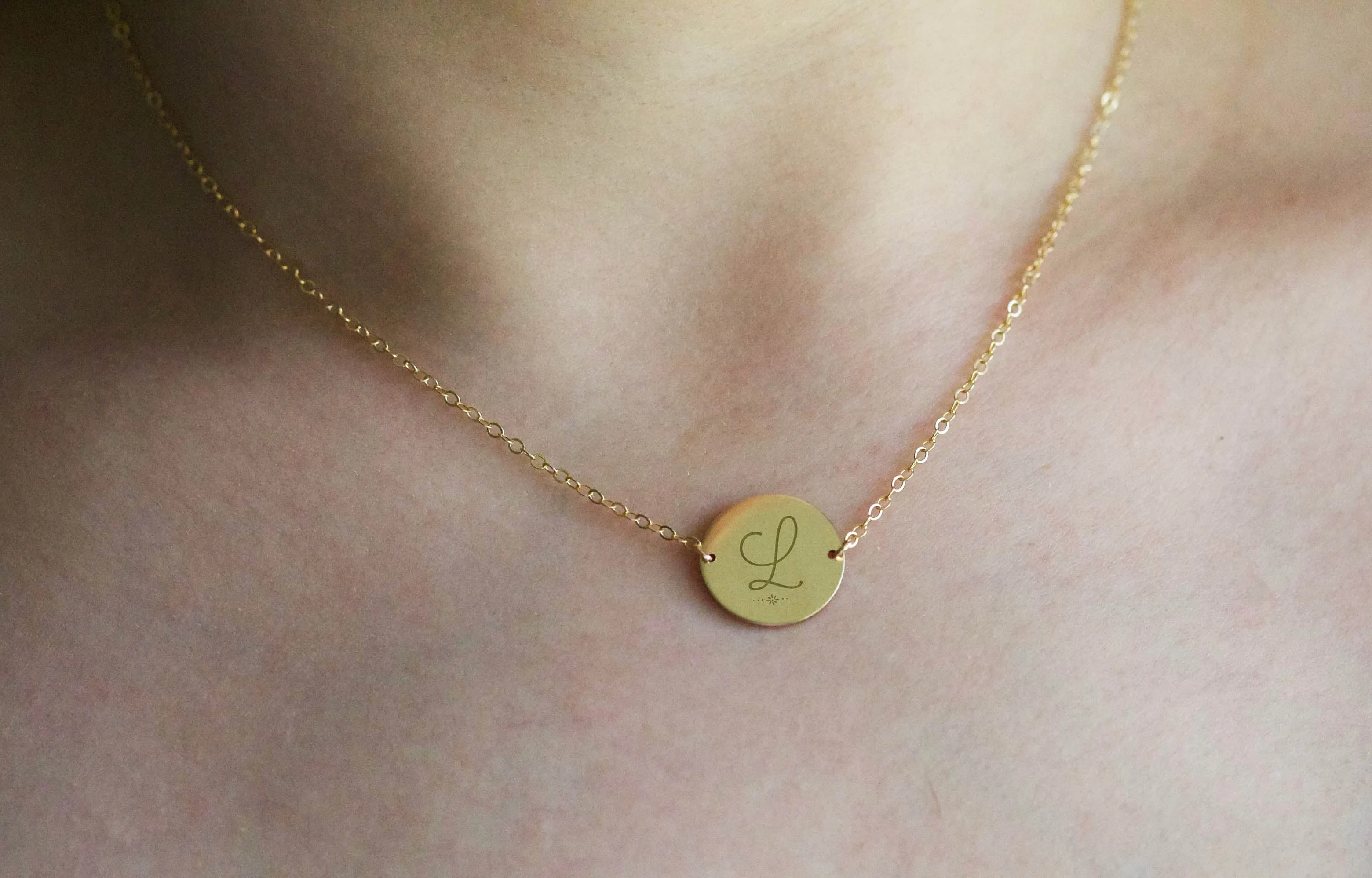 Monogram and Flower Dainty Necklace