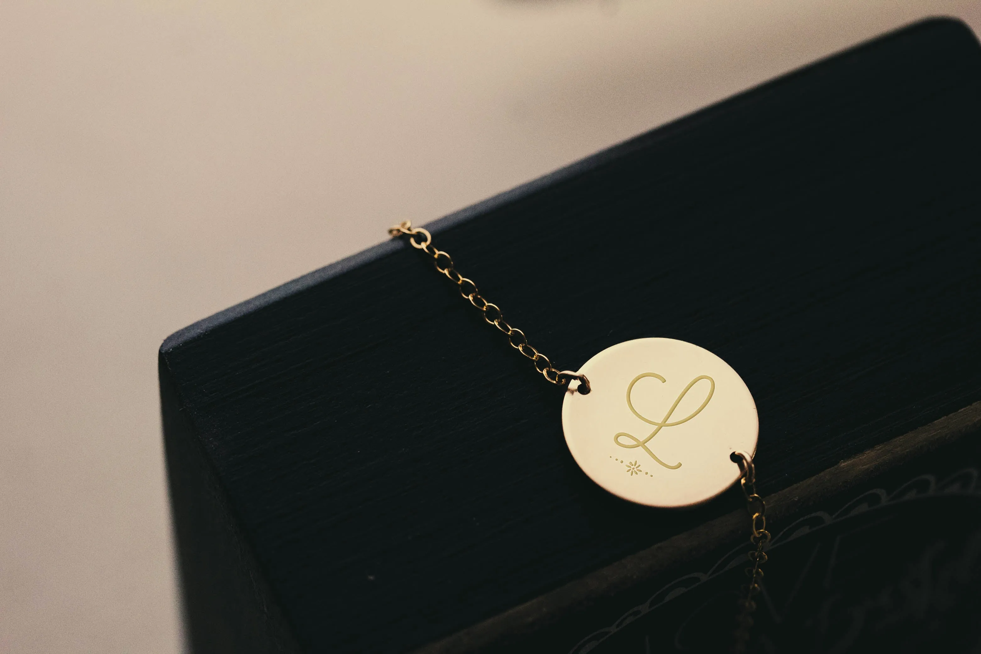 Monogram and Flower Dainty Necklace