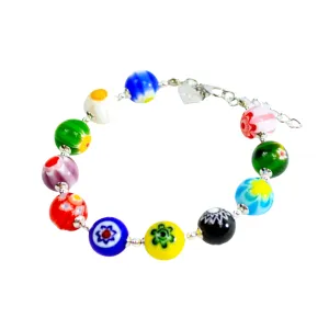 Murano Glass Millefiori Bead Bracelet with clasp - Made in Italy