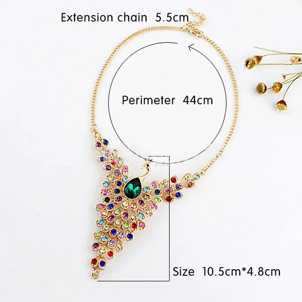 N901 - exquisite gem peacock necklace