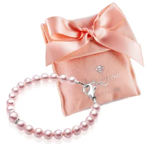 NewBorn Baby Girl Bracelet with Pink Pearl & Silver Daises