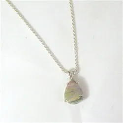 Ocean Wave Jasper Gemstone Pendant on Silver Chain neckllace