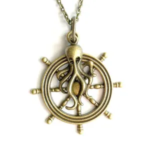 Octopus Ship Wheel Brass