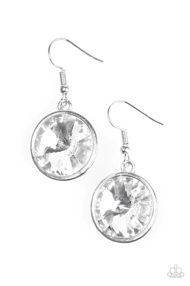 Paparazzi Earring ~ Classy and Glassy - White