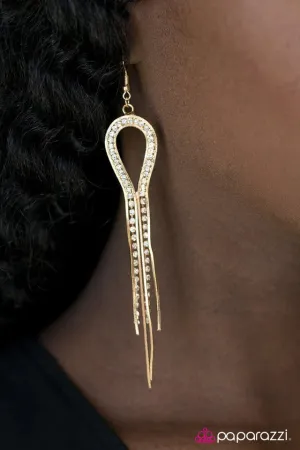 Paparazzi Earring ~ Dallas Diva - Gold