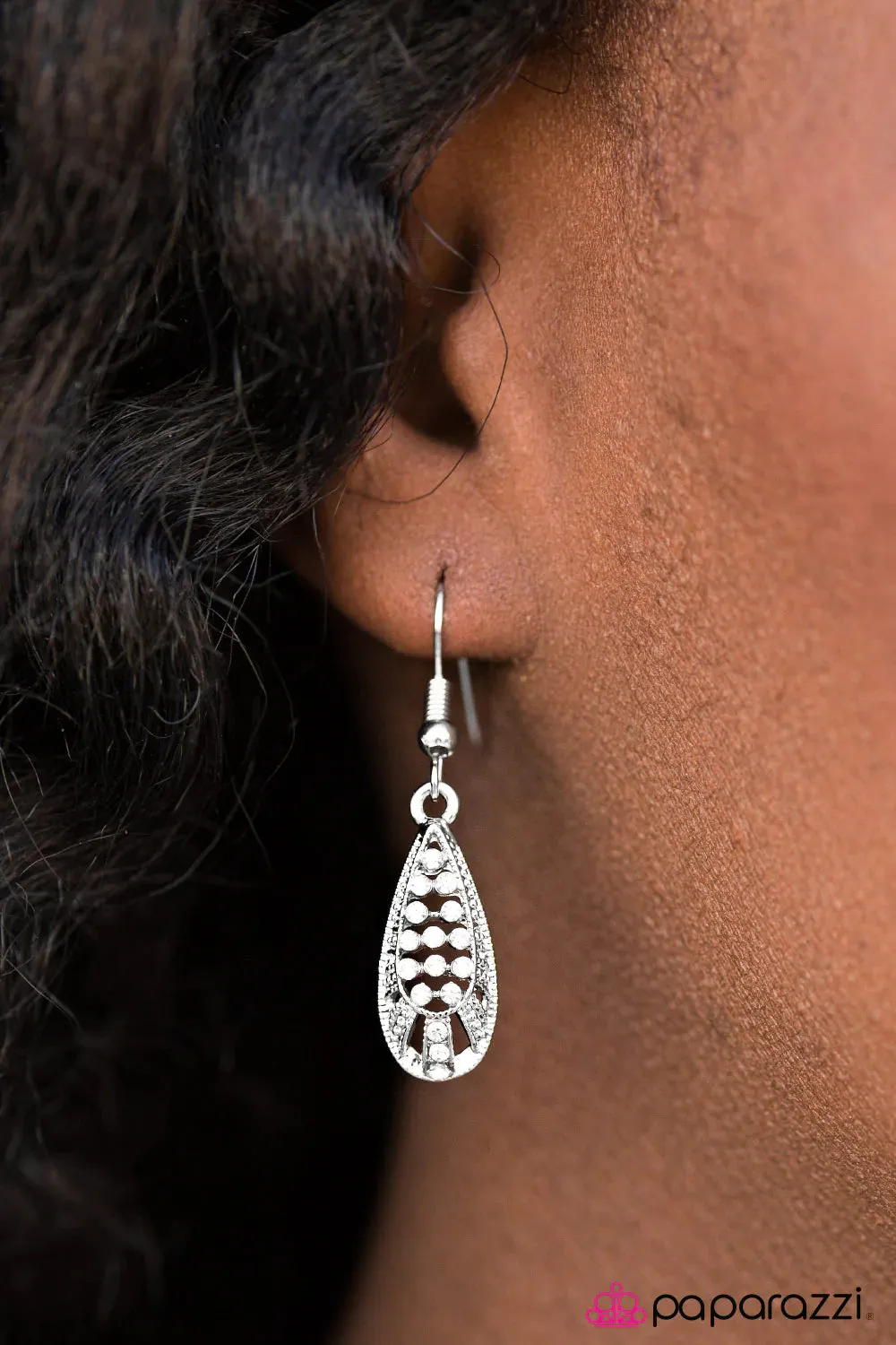 Paparazzi Earring ~ Dropping Perfection - White