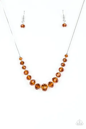 Paparazzi Necklace ~ Crystal Carriages - Brown