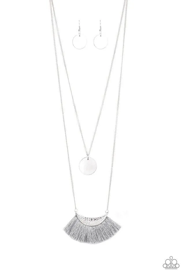 Paparazzi Necklace ~ Tassel Temptation - Silver