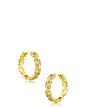 Pave Delicate Link Hoop Earrings